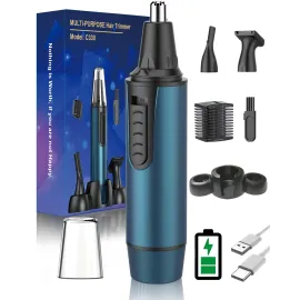 AREYZIN Ear and Nose Hair Trimmer for Men and Women Professional USB Rechargeable Nose Trimmer Nose Clippers Eyebrow Facial Hair Trimmer Body Grooming Kit IPX7 Waterproof Dual Edge Blades
