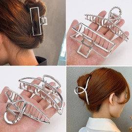 Large Metal Butterfly Hair Clips with Teeth - Big Jaw Grip Clamps for Thick Hair, Non-Slip Silver Clamps for Women Large Metal Butterfly Hair Clips with Teeth - Big Jaw Grip Clamps for Thick Hair, Non-Slip Silver Clamps for Women