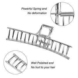 Large Metal Butterfly Hair Clips with Teeth - Big Jaw Grip Clamps for Thick Hair, Non-Slip Silver Clamps for Women Large Metal Butterfly Hair Clips with Teeth - Big Jaw Grip Clamps for Thick Hair, Non-Slip Silver Clamps for Women