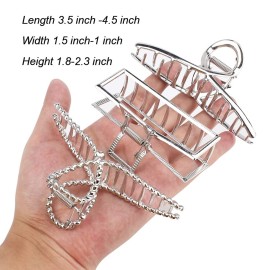 Large Metal Butterfly Hair Clips with Teeth - Big Jaw Grip Clamps for Thick Hair, Non-Slip Silver Clamps for Women Large Metal Butterfly Hair Clips with Teeth - Big Jaw Grip Clamps for Thick Hair, Non-Slip Silver Clamps for Women