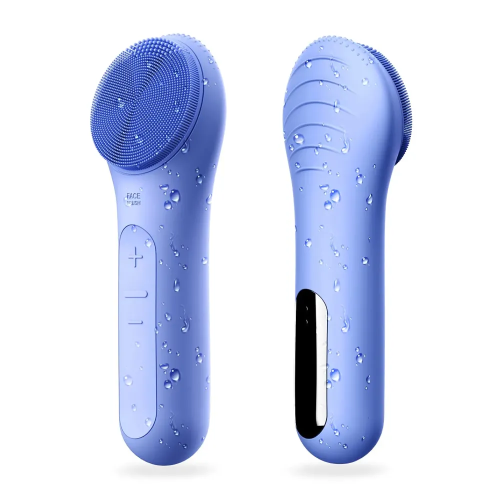 NgraCoola CLIE Facial Cleansing Brush, Waterproof and Rechargeable Face Scrub Brush for Men & Women, Cleansing, Exfoliating and Massaging, Electric Face Scrubber - Blue