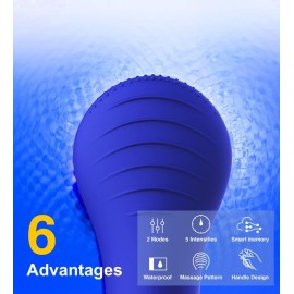 NgraCoola CLIE Facial Cleansing Brush, Waterproof and Rechargeable Face Scrub Brush for Men & Women, Cleansing, Exfoliating and Massaging, Electric Face Scrubber - Blue