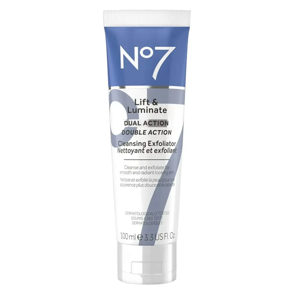 No7 Lift & Luminate Dual Action Cleansing & Exfoliating Face Wash - Gentle Face Exfoliator with Vitamin C, E & B5 - Deep Pore Cleanser for Dull & Uneven Skin Tone (3.3 Fl Oz) No7 Lift & Luminate Dual Action Cleansing & Exfoliating Face Wash - Gentle Face Exfoliator with Vitamin C, E & B5 - Deep Pore Cleanser for Dull & Uneven Skin Tone (3.3 Fl Oz)