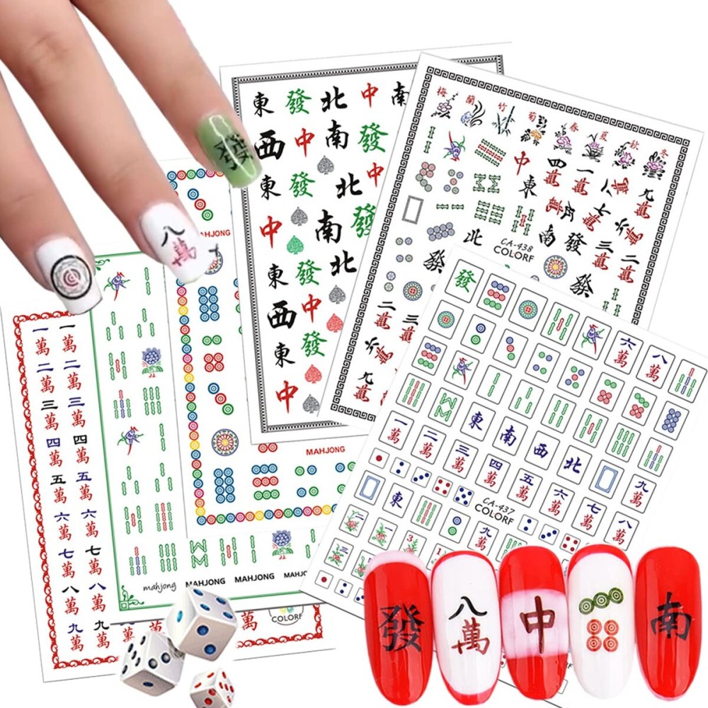 Funny Mahjong Nail Art Stickers - Chinese Playing Cards Game Design, 3D Decals, Luck Nail Art Supplies (6 Sheets) Funny Mahjong Nail Art Stickers - Chinese Playing Cards Game Design, 3D Decals, Luck Nail Art Supplies (6 Sheets)