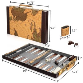 Yglis 15 Backgammon Sets for Adults - Premium Faux Leather Case, Quality Felt Interior, Covered Hinges, Strategy & Instruction Guide Yglis 15 Backgammon Sets for Adults - Premium Faux Leather Case, Quality Felt Interior, Covered Hinges, Strategy & Instruction Guide