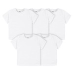 Gerber Baby Toddler 5-Pack Solid Short Sleeve T-Shirts Jersey 160 GSM, White, 3T
