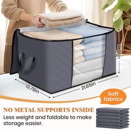 Fab totes 6 Pack Clothes Storage, Foldable Thick Fabric Blanket Storage Bags, Containers for Organizing Bedroom, Closet, Clothing, Comforter,Closet Organization with Handle,Grey Fab totes 6 Pack Clothes Storage, Foldable Thick Fabric Blanket Storage Bags, Containers for Organizing Bedroom, Closet, Clothing, Comforter,Closet Organization with Handle,Grey