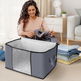 Fab totes 6 Pack Clothes Storage, Foldable Thick Fabric Blanket Storage Bags, Containers for Organizing Bedroom, Closet, Clothing, Comforter,Closet Organization with Handle,Grey Fab totes 6 Pack Clothes Storage, Foldable Thick Fabric Blanket Storage Bags, Containers for Organizing Bedroom, Closet, Clothing, Comforter,Closet Organization with Handle,Grey