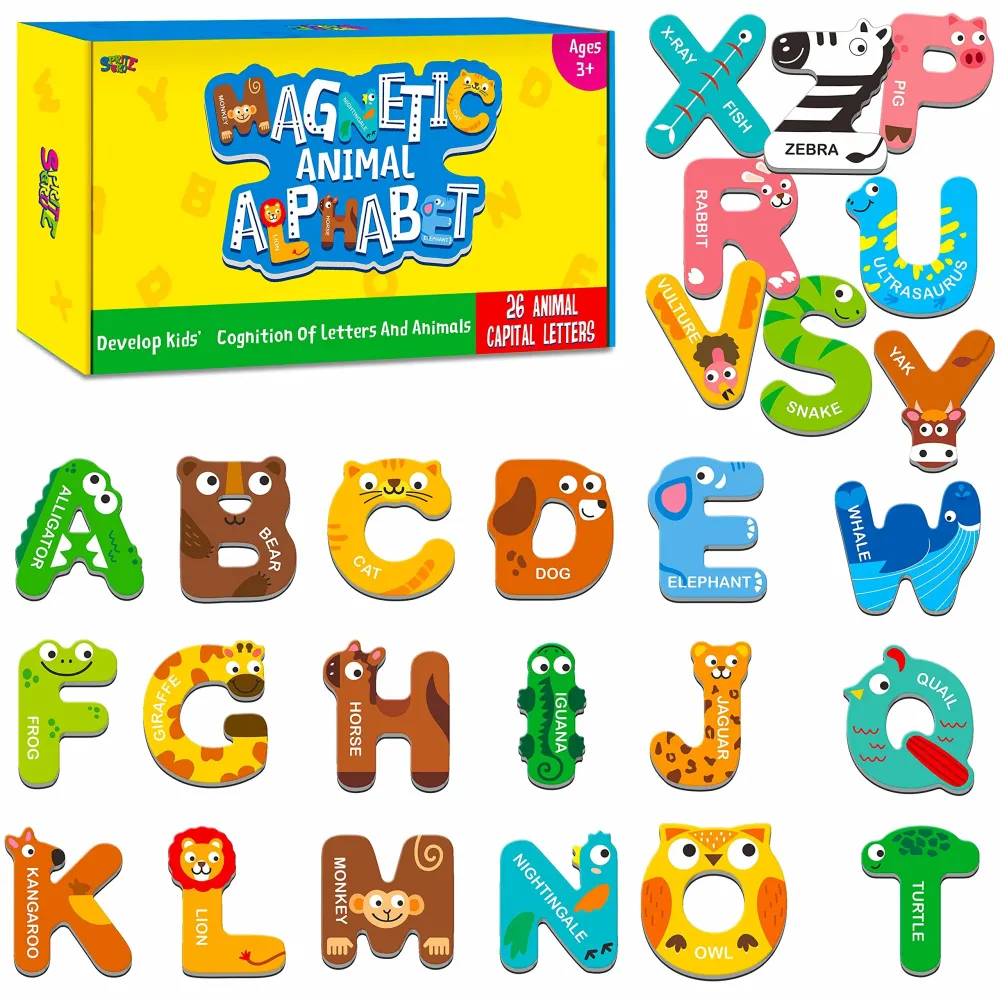 Large Size Magnetic Letters, Cute Animal Alphabet ABC Magnets for Fridge Colorful Uppercase Animals Toys Set Educational Spelling Learning Games for Kids, Toddlers 3 4 5 Years Old Large Size Magnetic Letters, Cute Animal Alphabet ABC Magnets for Fridge Colorful Uppercase Animals Toys Set Educational Spelling Learning Games for Kids, Toddlers 3 4 5 Years Old