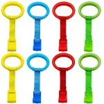 codree 8PCS 4 Colors Baby Playpen Pull up Rings- Baby Crib Pull up Rings- Baby Walking Exercises Assistant Rings- Baby Bed Stand Up Rings Baby Cot Hanging Rings for Infant Baby Toddler