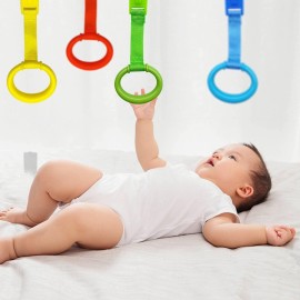 codree 8PCS 4 Colors Baby Playpen Pull up Rings- Baby Crib Pull up Rings- Baby Walking Exercises Assistant Rings- Baby Bed Stand Up Rings Baby Cot Hanging Rings for Infant Baby Toddler