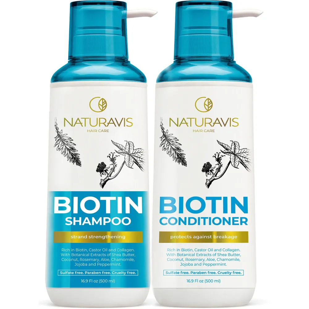 Biotin Shampoo and Conditioner Set with Castor Oil - Sulfate Free Formula to Boost Volume for Thinning Hair - Thickening Ingredients for Men and Women - Volumizing Salon Grade Treatment with Rosemary Biotin Shampoo and Conditioner Set with Castor Oil - Sulfate Free Formula to Boost Volume for Thinning Hair - Thickening Ingredients for Men and Women - Volumizing Salon Grade Treatment with Rosemary