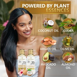 Coconut Shampoo and Conditioner Set - Sulfate Free and Paraben Free Intense Moisturizing Treatment with Jojoba - For Hydrating Your Scalp and Restoring Dry and Damaged Hair Coconut Shampoo and Conditioner Set - Sulfate Free and Paraben Free Intense Moisturizing Treatment with Jojoba - For Hydrating Your Scalp and Restoring Dry and Damaged Hair