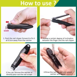 GLAMFIELDS Nail Clipper with Catcher, No Splash Fingernail Toenail Clipper Stainless Steel Nail Cutter Nail Trimmer, Good Gift for Men and Women MF-Large/Small 2Pack) GLAMFIELDS Nail Clipper with Catcher, No Splash Fingernail Toenail Clipper Stainless Steel Nail Cutter Nail Trimmer, Good Gift for Men and Women MF-Large/Small 2Pack)