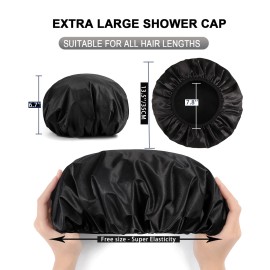 YIZIJIZI Terry Lined Shower Cap,Triple Layer Large Cap for Women,Shower Cap Reusable Waterproof,Long Thick Hair(Black) YIZIJIZI Terry Lined Shower Cap,Triple Layer Large Cap for Women,Shower Cap Reusable Waterproof,Long Thick Hair(Black)