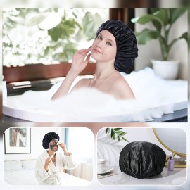 YIZIJIZI Terry Lined Shower Cap,Triple Layer Large Cap for Women,Shower Cap Reusable Waterproof,Long Thick Hair(Black) YIZIJIZI Terry Lined Shower Cap,Triple Layer Large Cap for Women,Shower Cap Reusable Waterproof,Long Thick Hair(Black)