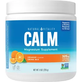 Natural Vitality Calm Magnesium Supplement, Anti-Stress Drink Mix Powder, Gluten Free, Vegan, & Non-GMO, Orange, 8 oz