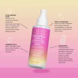 Pacifica Pineapple Curls Refresher Mist Frizz Control Spray & Curly Hair Enhancing -w/Hyaluronic Acid Vitamin B5 & Natural Plant Oils Revitalizes Curls - Vegan Cruelty Free Dermatologist Tested