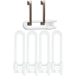 Vmaisi Baby Sliding Cabinet Locks - 4 Pack Adjustable U Shaped Child Safety Locks,Childproof Latches for Kitchen Bathroom Storage Cupboards Doors, Handles and Knobs White (4)