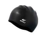 WHALE Extra Large Swim Cap for Women Men, Durable Silicone Swimming Hat with Ear Protection, Unisex Adults Bath Swimming Caps for Long Thick Curly Hair & Dreadlocks Braids Weaves Afro Hair (Black)