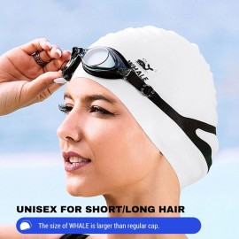 WHALE Extra Large Swim Cap for Women Men, Durable Silicone Swimming Hat with Ear Protection, Unisex Adults Bath Swimming Caps for Long Thick Curly Hair & Dreadlocks Braids Weaves Afro Hair (Black) WHALE Extra Large Swim Cap for Women Men, Durable Silicone Swimming Hat with Ear Protection, Unisex Adults Bath Swimming Caps for Long Thick Curly Hair & Dreadlocks Braids Weaves Afro Hair (Black)