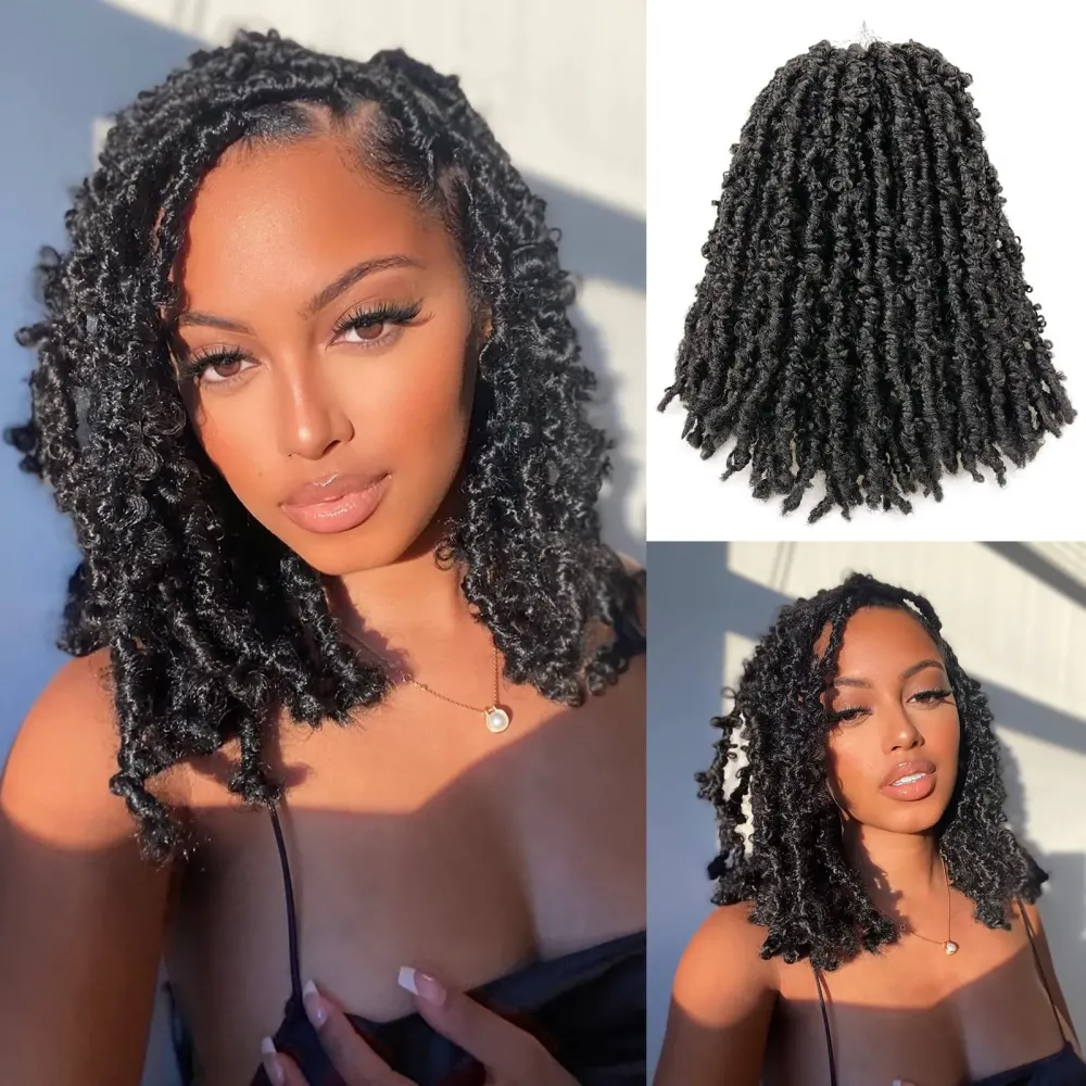 GUOHUI Super Light Butterfly Locs Crochet Hair 12 Inch 6 Packs Pre-Looped Soft Distressed Faux Locs Braids for Women Kids (12 Inch,1B) GUOHUI Super Light Butterfly Locs Crochet Hair 12 Inch 6 Packs Pre-Looped Soft Distressed Faux Locs Braids for Women Kids (12 Inch,1B)