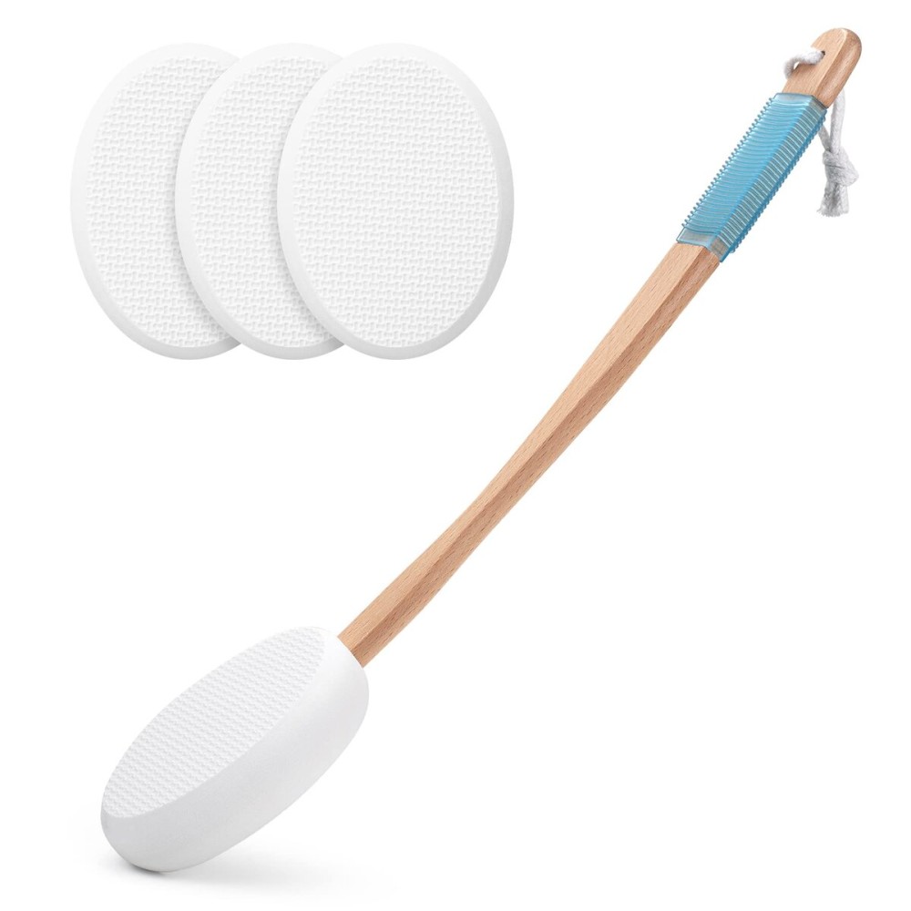 AmazerBath Lotion Applicator for Back, Feet, 4 Replacement Pads with 17 Curved Handle, Back Sunscreen Applicator for Kids, Elderly, Women, Apply Skin Cream Medicine Moisturizer Tanner, White AmazerBath Lotion Applicator for Back, Feet, 4 Replacement Pads with 17 Curved Handle, Back Sunscreen Applicator for Kids, Elderly, Women, Apply Skin Cream Medicine Moisturizer Tanner, White