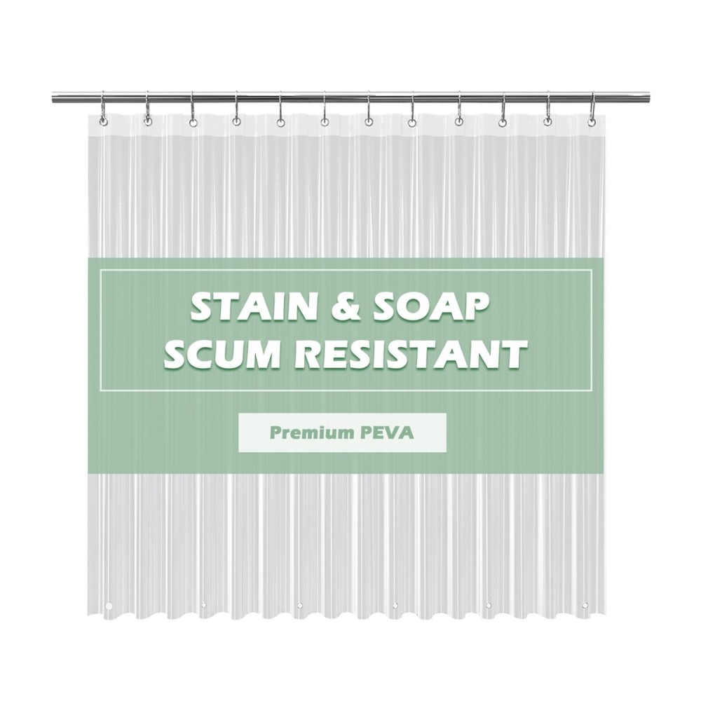 EHZNZIE Clear Shower Curtain Liner Light Weight PEVA, Shower Liner 72x72 Inches, Waterproof, No Chemical Smell with 12 Rust Proof Metal Grommets for Bathroom Shower Curtain EHZNZIE Clear Shower Curtain Liner Light Weight PEVA, Shower Liner 72x72 Inches, Waterproof, No Chemical Smell with 12 Rust Proof Metal Grommets for Bathroom Shower Curtain