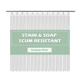 EHZNZIE Clear Shower Curtain Liner Light Weight PEVA, Shower Liner 72x72 Inches, Waterproof, No Chemical Smell with 12 Rust Proof Metal Grommets for Bathroom Shower Curtain