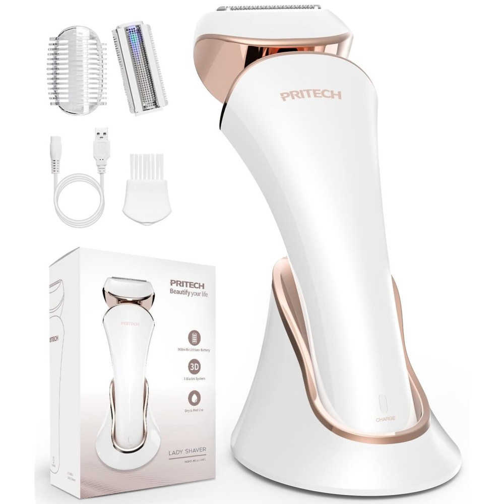 PRITECH Electric Shaver for Women - Cordless Lady Razor, USB Rechargeable, Wet & Dry Waterproof Razor for Legs, Arms, Underarms, Bikini PRITECH Electric Shaver for Women - Cordless Lady Razor, USB Rechargeable, Wet & Dry Waterproof Razor for Legs, Arms, Underarms, Bikini