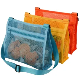 MUYIZI Mesh Bag for Holding Beach Shell,Toys (Blue&Yellow&Orange 3pack) Shell Collecting Bags for Kids, for Picking Up Shells MUYIZI Mesh Bag for Holding Beach Shell,Toys (Blue&Yellow&Orange 3pack) Shell Collecting Bags for Kids, for Picking Up Shells