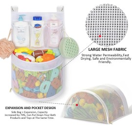 Baby Bath Toy Organizer, quick drying and mould proof, Multiple-Suspension Bath Toy Holder, Large Capacity Multi Use Bathtub Toy Storage Bag1 Large, White Baby Bath Toy Organizer, quick drying and mould proof, Multiple-Suspension Bath Toy Holder, Large Capacity Multi Use Bathtub Toy Storage Bag1 Large, White