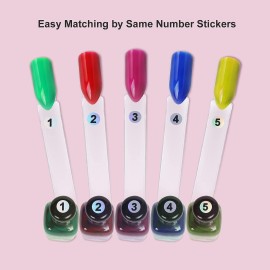 100 ps Fan-Shaped Nail Swatch Sticks with Number Stickers, Nail Practice Sticks, Color Display Wheel, Sample Tips(Transparent)