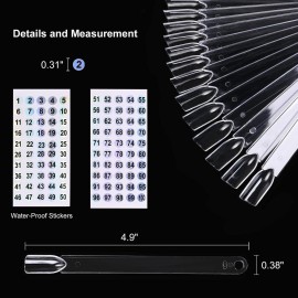 100 ps Fan-Shaped Nail Swatch Sticks with Number Stickers, Nail Practice Sticks, Color Display Wheel, Sample Tips(Transparent)