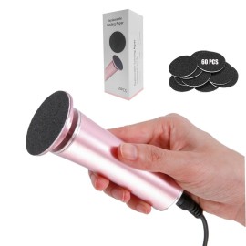Electric Foot File Callus Remover Professional Foot Sander Grinder Scrubber Foot File Pedicure Tools Adjustable Speed 60 Replacement Sandpaper disc Easy to Remove Cutin Dead Skin calluses-Rose Gold
