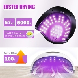 220W LED UV Light Dryer for Nails Gel Polish with 57 Lamp Beads 4 Timer Setting & LCD Touch Display Screen, Auto Sensor, Professional Nail Light