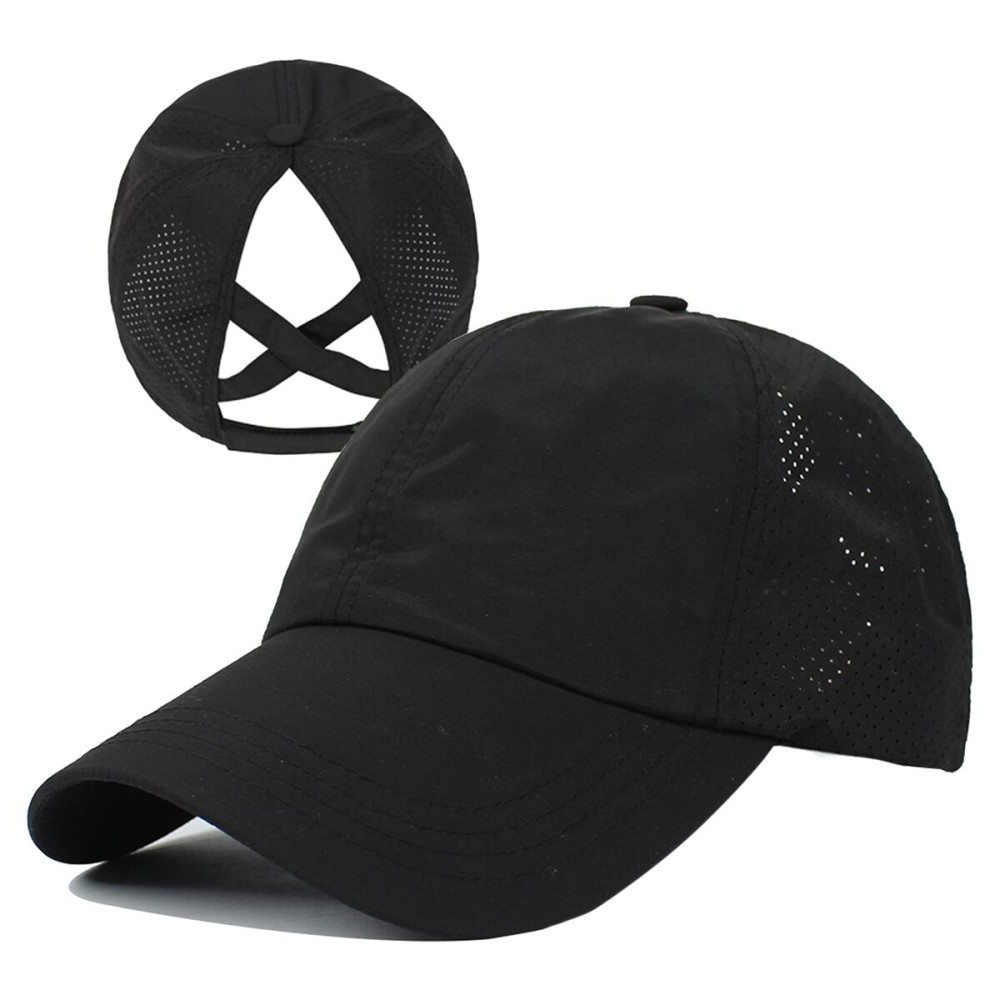 HGGE Womens Criss Cross Ponytail Baseball Cap Adjustable High Messy Bun Trucker Hats Quick Drying Mesh Dad Ponycap for Outdoor Sports Travel Black HGGE Womens Criss Cross Ponytail Baseball Cap Adjustable High Messy Bun Trucker Hats Quick Drying Mesh Dad Ponycap for Outdoor Sports Travel Black