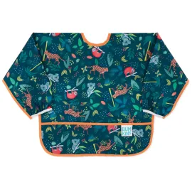 Bumkins Sleeved Bib for Girl or Boy, Baby and Toddler for 6-24 Mos, Essential Must Have for Eating, Feeding, Baby Led Weaning Supplies, Long Sleeve Mess Saving Food Catcher, Soft Fabric, Jungle
