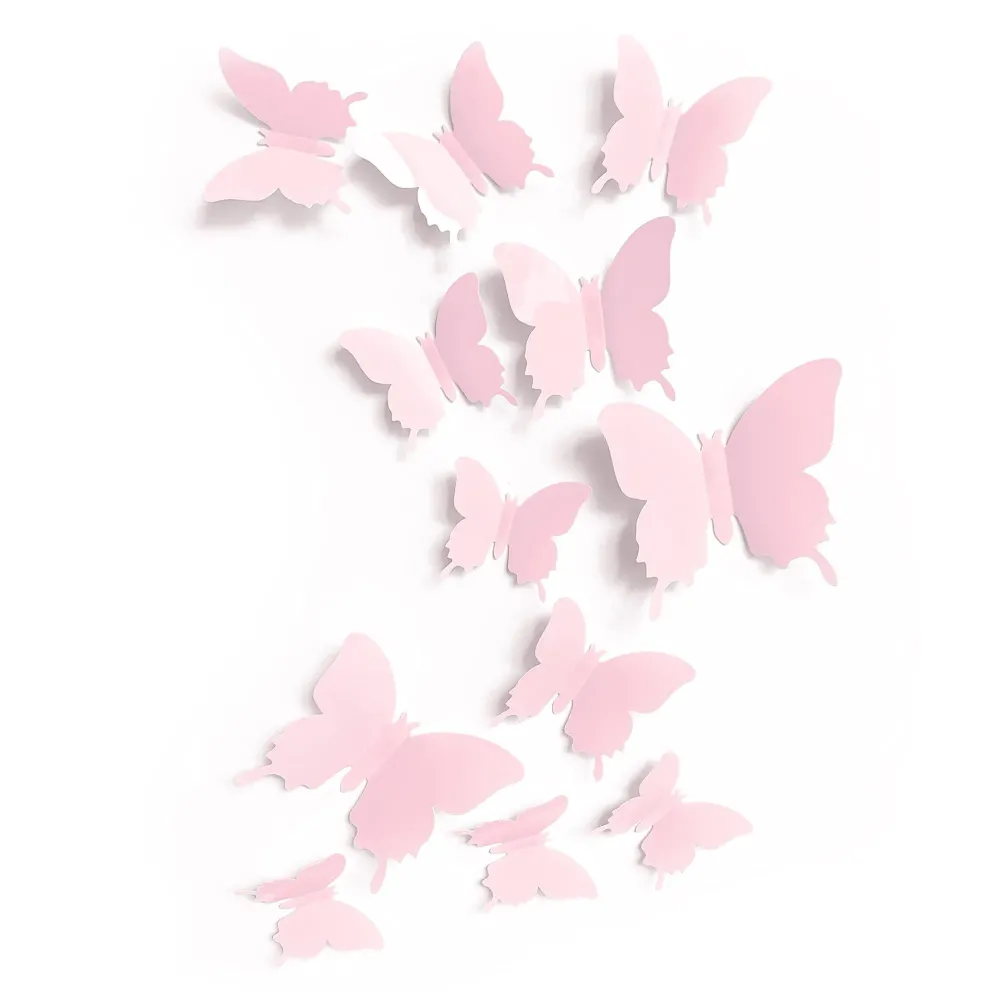 Cute Pink Butterfly Wall Decor 24 pcs, Girls Room Wall Decals, Danish Pastel Aesthetic Butterflies Stickers for Nursery Decorations, Baby Toddler Room Decor for Girls Cute Pink Butterfly Wall Decor 24 pcs, Girls Room Wall Decals, Danish Pastel Aesthetic Butterflies Stickers for Nursery Decorations, Baby Toddler Room Decor for Girls