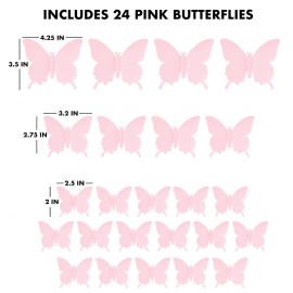 Cute Pink Butterfly Wall Decor 24 pcs, Girls Room Wall Decals, Danish Pastel Aesthetic Butterflies Stickers for Nursery Decorations, Baby Toddler Room Decor for Girls Cute Pink Butterfly Wall Decor 24 pcs, Girls Room Wall Decals, Danish Pastel Aesthetic Butterflies Stickers for Nursery Decorations, Baby Toddler Room Decor for Girls