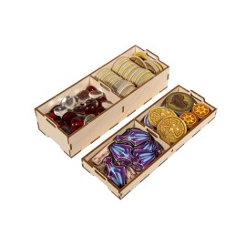 The Broken Token Game Organizer Compatible with Red Dragon Inn: The Character Trove - Wooden Game Organizing Box with Multiple Trays, Dividers and Rows