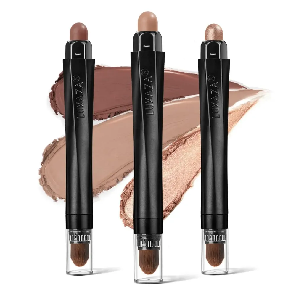 LUXAZA 3Pcs Neutral Brown Eyeshadow Stick Set, Matte And Shimmer Creamy Eyeshadow Pencil, Shiny Pink Shadow, Waterproof Long Lasting Smoky Eye Makeup LUXAZA 3Pcs Neutral Brown Eyeshadow Stick Set, Matte And Shimmer Creamy Eyeshadow Pencil, Shiny Pink Shadow, Waterproof Long Lasting Smoky Eye Makeup