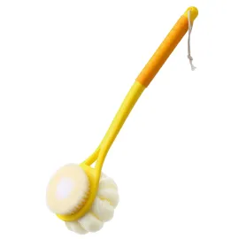 Shower Body Brush,Soft Bristles and Beautiful Pumpkin Loofah 14 Long Handle Back Scrubber Bath Mesh Sponge for Skin Exfoliating Bath,Massage Bristles Suitable for Wet or Dry,Men and Women (Yellow)