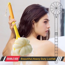 Shower Body Brush,Soft Bristles and Beautiful Pumpkin Loofah 14 Long Handle Back Scrubber Bath Mesh Sponge for Skin Exfoliating Bath,Massage Bristles Suitable for Wet or Dry,Men and Women (Yellow) Shower Body Brush,Soft Bristles and Beautiful Pumpkin Loofah 14 Long Handle Back Scrubber Bath Mesh Sponge for Skin Exfoliating Bath,Massage Bristles Suitable for Wet or Dry,Men and Women (Yellow)