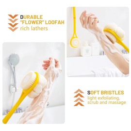 Shower Body Brush,Soft Bristles and Beautiful Pumpkin Loofah 14 Long Handle Back Scrubber Bath Mesh Sponge for Skin Exfoliating Bath,Massage Bristles Suitable for Wet or Dry,Men and Women (Yellow) Shower Body Brush,Soft Bristles and Beautiful Pumpkin Loofah 14 Long Handle Back Scrubber Bath Mesh Sponge for Skin Exfoliating Bath,Massage Bristles Suitable for Wet or Dry,Men and Women (Yellow)