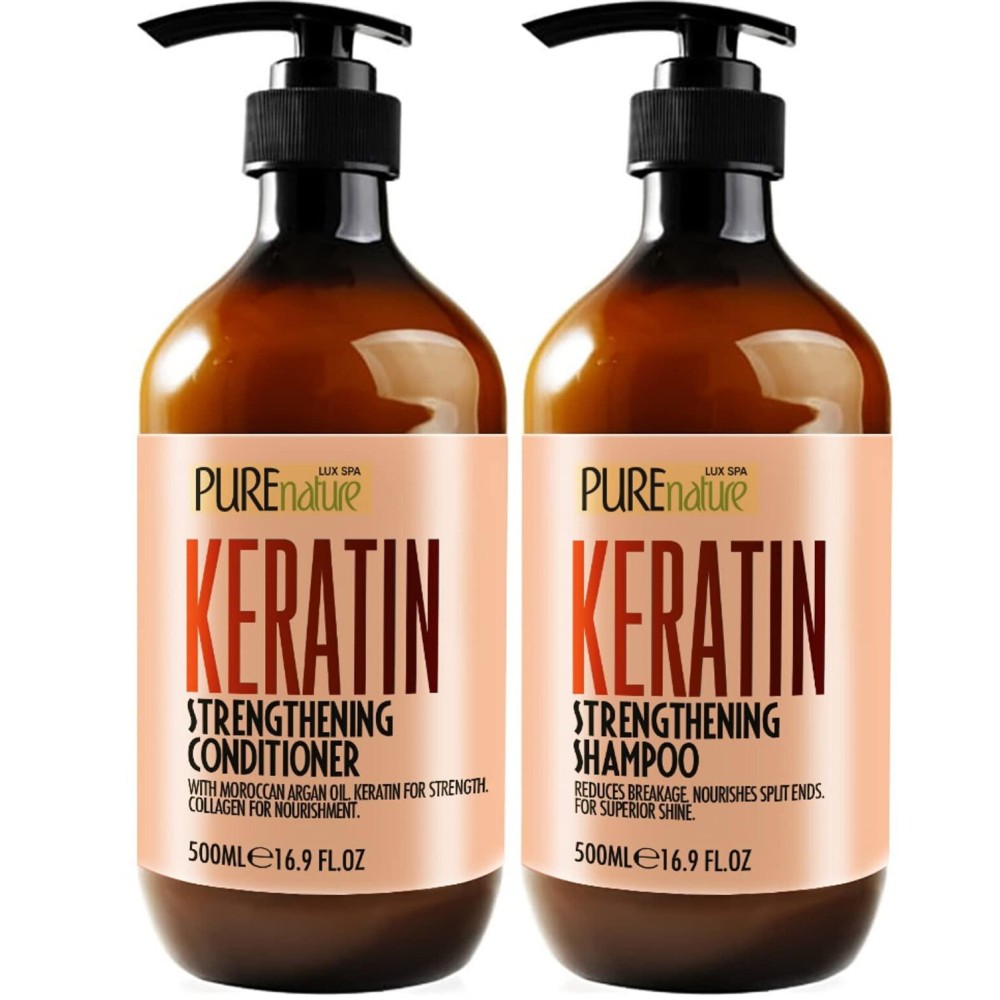 Keratin Shampoo and Conditioner Set - Sulfate and Paraben Free Treatment for Dry Hair - Anti Frizz, Collagen Enriched Formula for Curly or Damaged Hair - Safe for Men and Women with Color Treated Hair Keratin Shampoo and Conditioner Set - Sulfate and Paraben Free Treatment for Dry Hair - Anti Frizz, Collagen Enriched Formula for Curly or Damaged Hair - Safe for Men and Women with Color Treated Hair