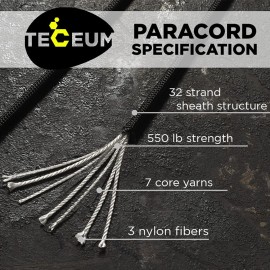 TECEUM Paracord Type III 550 Black -100 ft - 4mm - Tactical Rope MIL-SPEC - Outdoor para Cord -Camping Hiking Fishing Gear and Equipment EDC Parachute Cord Strong Survival Utility Rope 016 TECEUM Paracord Type III 550 Black -100 ft - 4mm - Tactical Rope MIL-SPEC - Outdoor para Cord -Camping Hiking Fishing Gear and Equipment EDC Parachute Cord Strong Survival Utility Rope 016