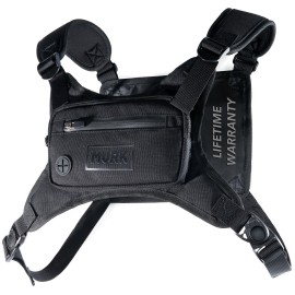 MVRK Water Resistant Chest Pack - Minimalist Running Pack For Workouts, Running Phone Holder With Extra Storage, Lightweight Running Vest, Running Backpack with Reflective Back (Black)