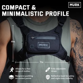 MVRK Water Resistant Chest Pack - Minimalist Running Pack For Workouts, Running Phone Holder With Extra Storage, Lightweight Running Vest, Running Backpack with Reflective Back (Black) MVRK Water Resistant Chest Pack - Minimalist Running Pack For Workouts, Running Phone Holder With Extra Storage, Lightweight Running Vest, Running Backpack with Reflective Back (Black)