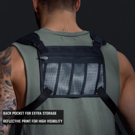 MVRK Water Resistant Chest Pack - Minimalist Running Pack For Workouts, Running Phone Holder With Extra Storage, Lightweight Running Vest, Running Backpack with Reflective Back (Black) MVRK Water Resistant Chest Pack - Minimalist Running Pack For Workouts, Running Phone Holder With Extra Storage, Lightweight Running Vest, Running Backpack with Reflective Back (Black)